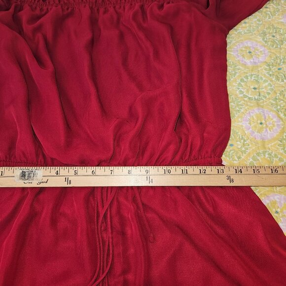 Lulu's Red Ruffle Hem Off the Shoulder Long Sleeve Jumpsuit Women's Size XL - Picture 5 of 8